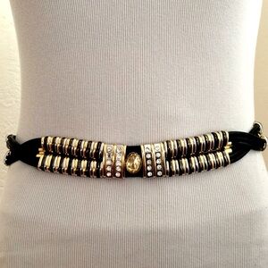 Italian made ornate leather cord bling belt